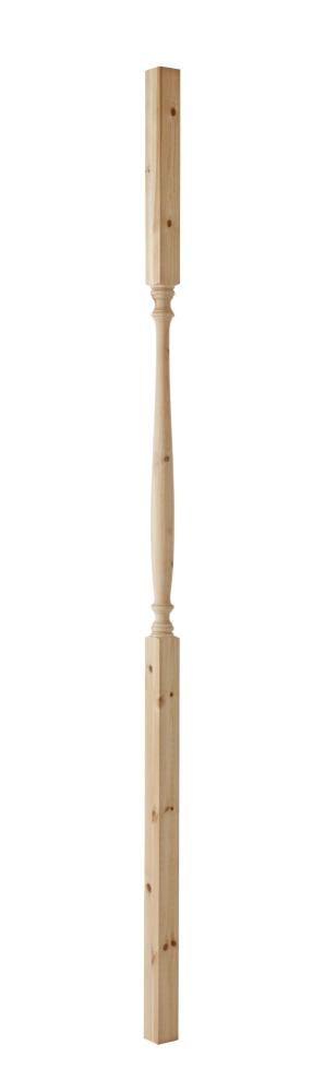 Elegant svarvad rund bärande trästolpe och träpelare - 65 x 2500 mm - för altan, veranda och förstukvisttak - 1800-tal - Gammaldags & antik stil - sekelskifte, allmoge och dala-stil till brokvist, farstubro, förstukvist - amerikansk veranda