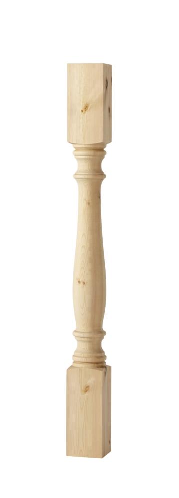 Elegant svarvad rund trästolpe - 85 x 900 mm - Gammal stil för staket, balkongräcke, altan, veranda och förstukvisttak - 1800-tal - Gammaldags & antik stil - sekelskifte, allmoge och dala-stil till brokvist, farstubro - amerikansk veranda