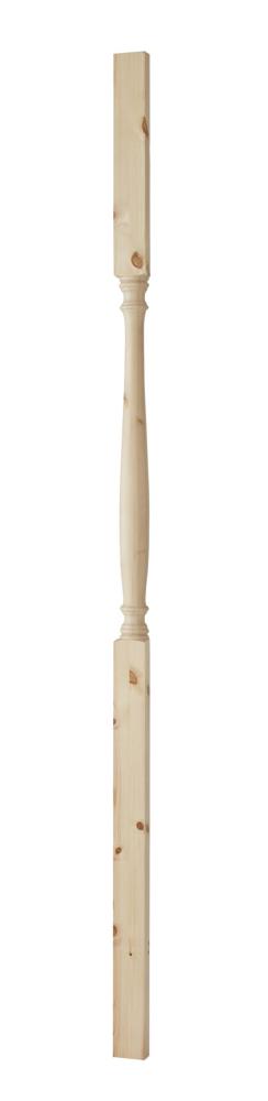 Elegant svarvad rund bärande trästolpe och träpelare - 85 x 2500 mm - för altan, veranda och förstukvisttak - 1800-tal - Gammaldags & antik stil - sekelskifte, allmoge och dala-stil till brokvist, farstubro, förstukvist - amerikansk veranda