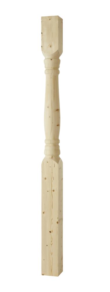 Elegant svarvad rund bärande trästolpe och träpelare - 170 x 2500 mm - för altan, veranda och förstukvisttak - 1800-tal - Gammaldags & antik stil - sekelskifte, allmoge och dala-stil till brokvist, farstubro, förstukvist - amerikansk veranda