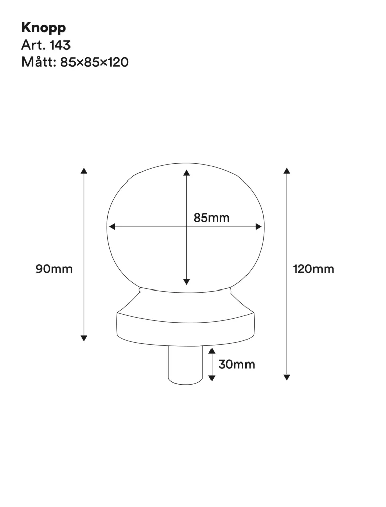 Wooden Post Cap - Ball Finial - 85 x 120 mm - No. 34-NG-143