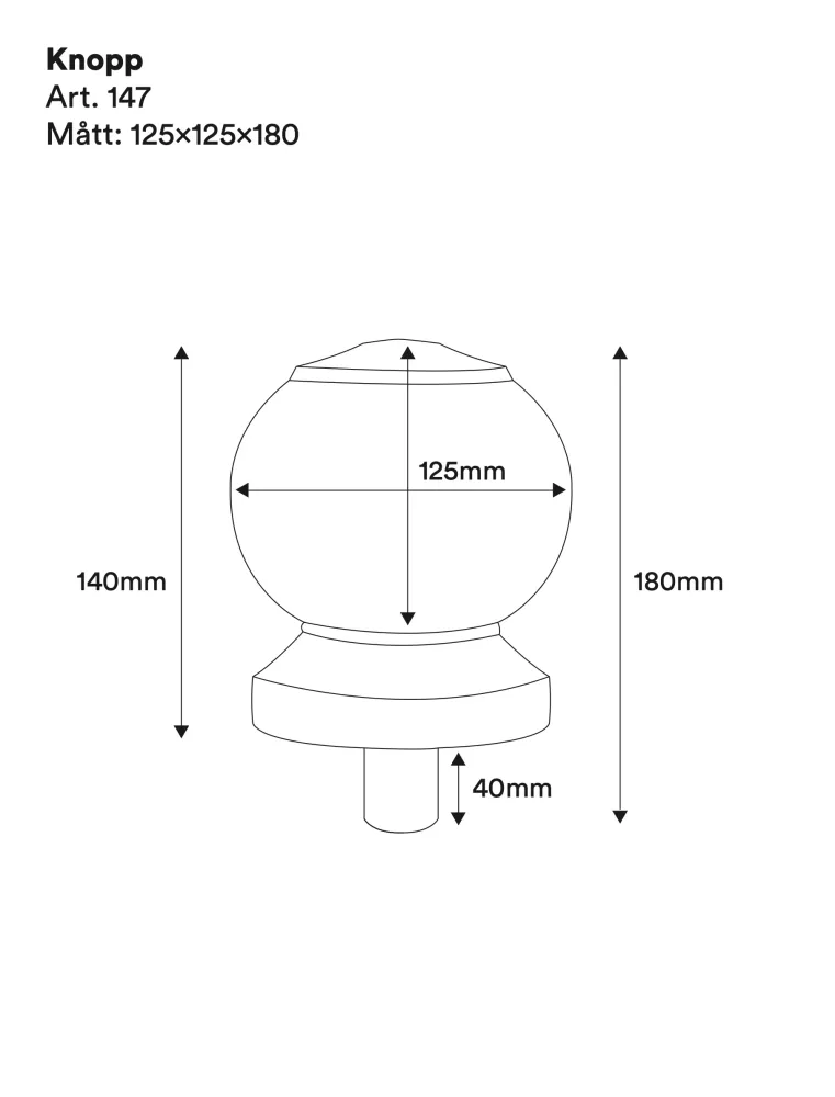 Wooden Post Cap - Ball Finial - 125 x 145 mm - No. 34-NG-147