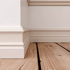 Golvsockel - Golvlist - 16 x 95 mm - Profil-nr 001- golvlist - sockellist målad i grå - Retro, äldre stil med inspiration av sekelskifte - klassisk gammaldags sockel - 1800-tal - Allmoge och dalastil