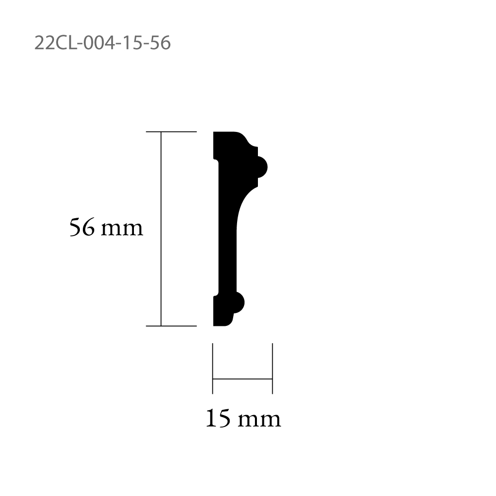 Gammaldags vägglist i trä - 15 x 56 mm - lister för vägg i antik, sekelskifte och äldre stil - Gaveldekor - Dekorlist nr 004