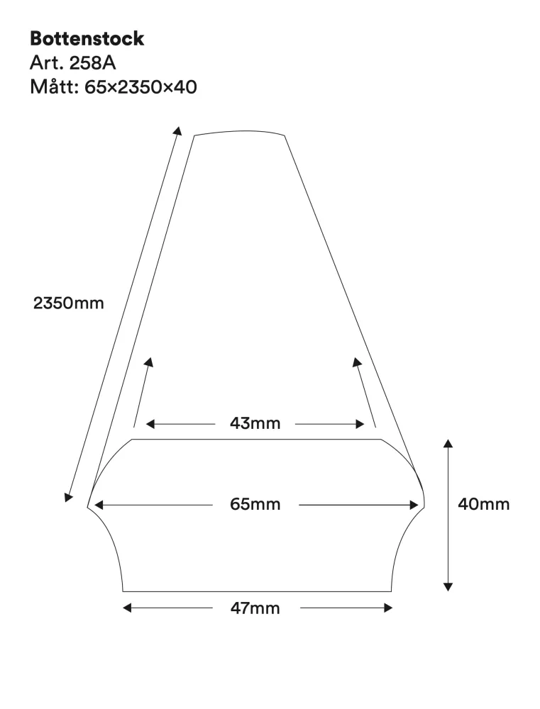 Untergurt aus Holz - 2350 x 65 x 40 mm - Nr. 33-NG-258A