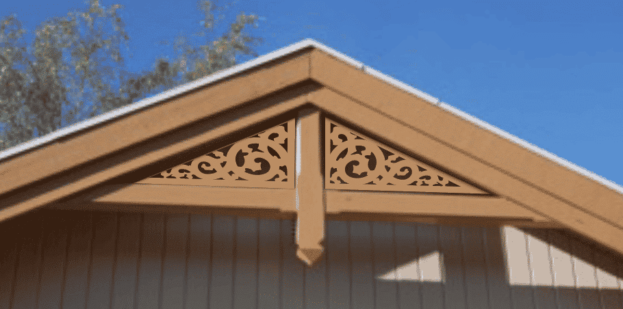 A brown roof with gable infill 002 - Decorative victorian house decoration for roof and gable end.