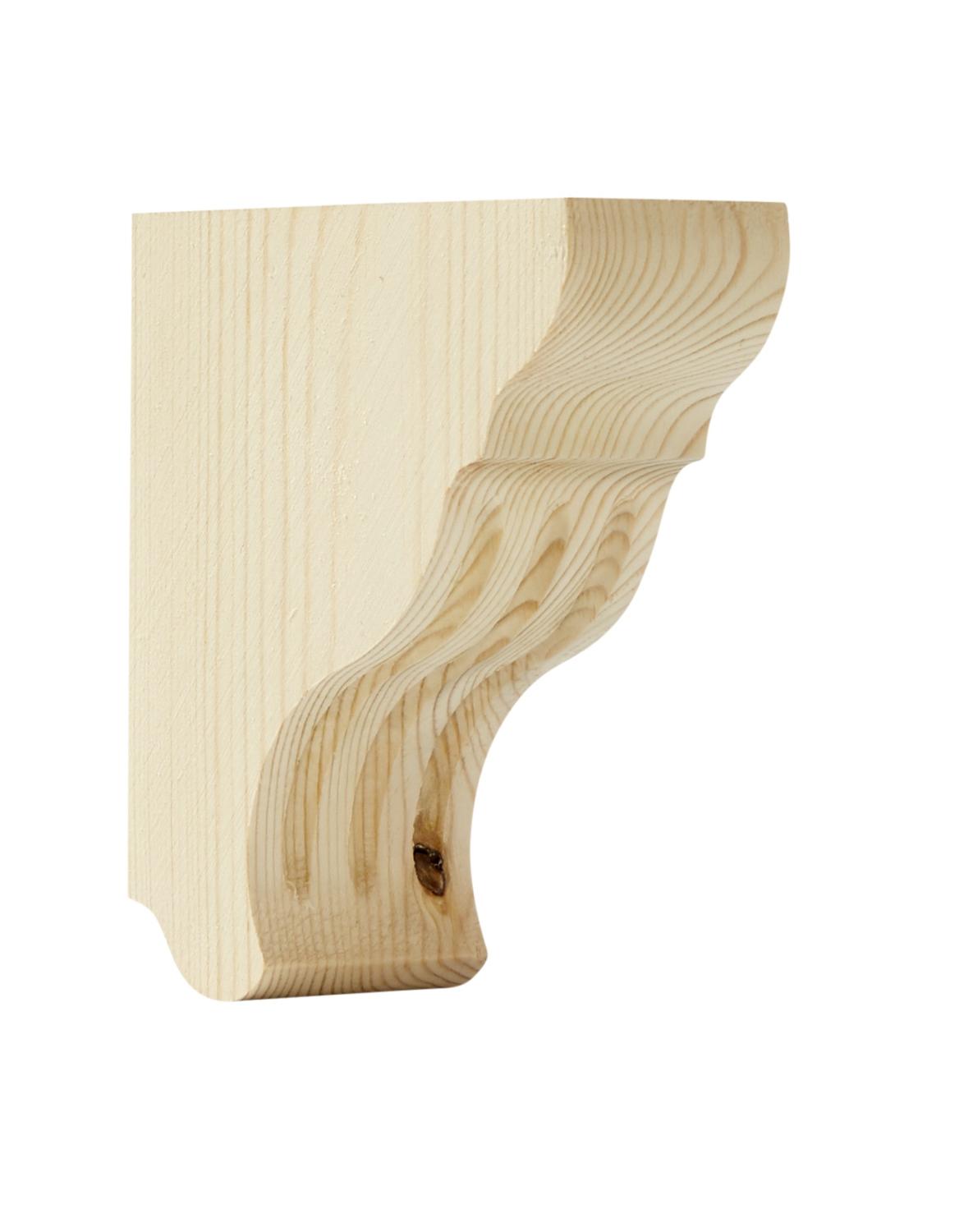 Old-fashioned wooden shelf bracket in pine - Model 300 - Wooden bracket in vintage style for shelving - old style