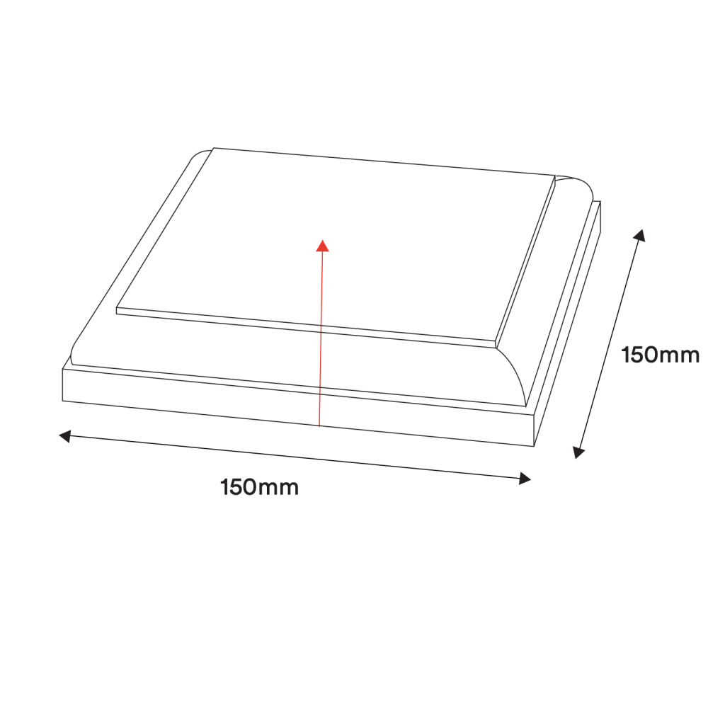 Pfostenkappe aus Holz - Flach - 150 x 150 mm - Nr. 34-NG-141