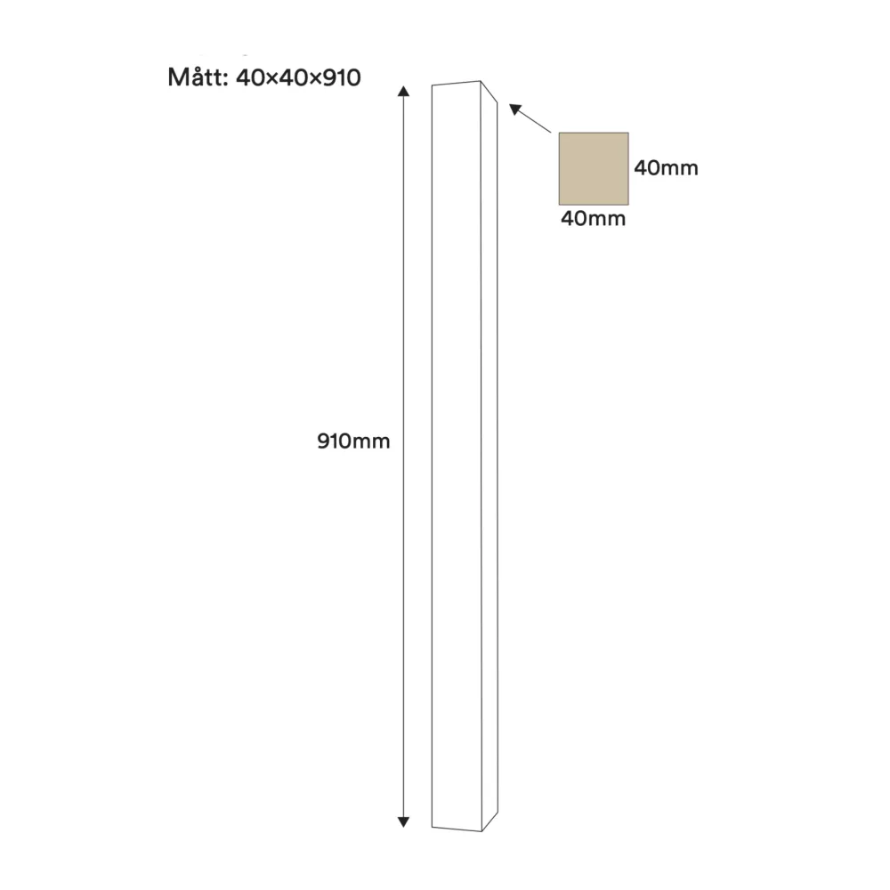 Stolpe - Fyrkantig - 910 x 40 mm - Nr. 11-NG-173