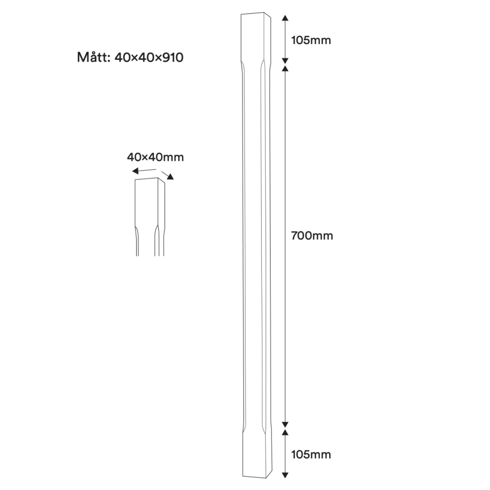 Stolpe - Fasfräst - 910 x 40 mm - Nr. 11-NG-198