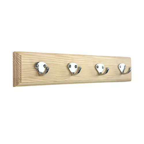 Hook rail 35 x 7 cm – 4 hooks, nickel