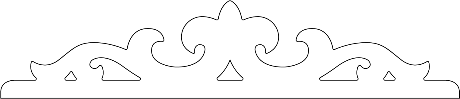 Fenstergiebel 002 - Konturen eines dekorativen Fenstergiebel und Türbekrönungen im schwedischen Stil. Hergestellt in Schweden.