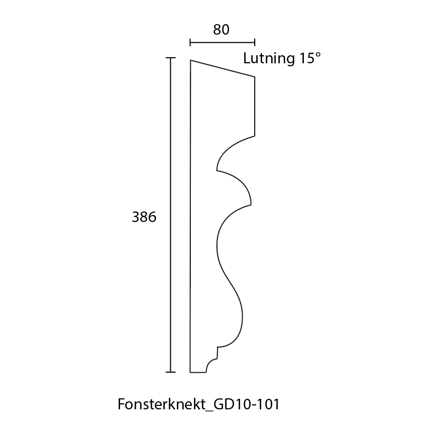 Fönsterknekt - 38,6 x 8 x 3 cm - Nr. 10-GD-101