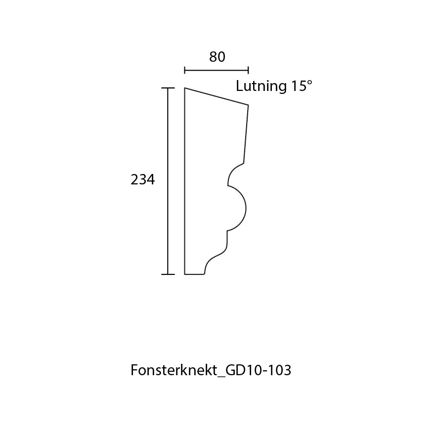 Fönsterknekt - 23,4 x 8 x 3 cm - Nr. 10-GD-103