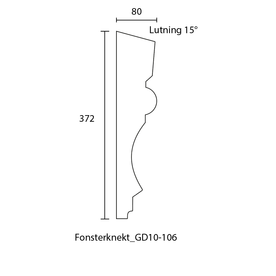Fönsterknekt - 37,2 x 8 x 3 cm - Nr. 10-GD-106