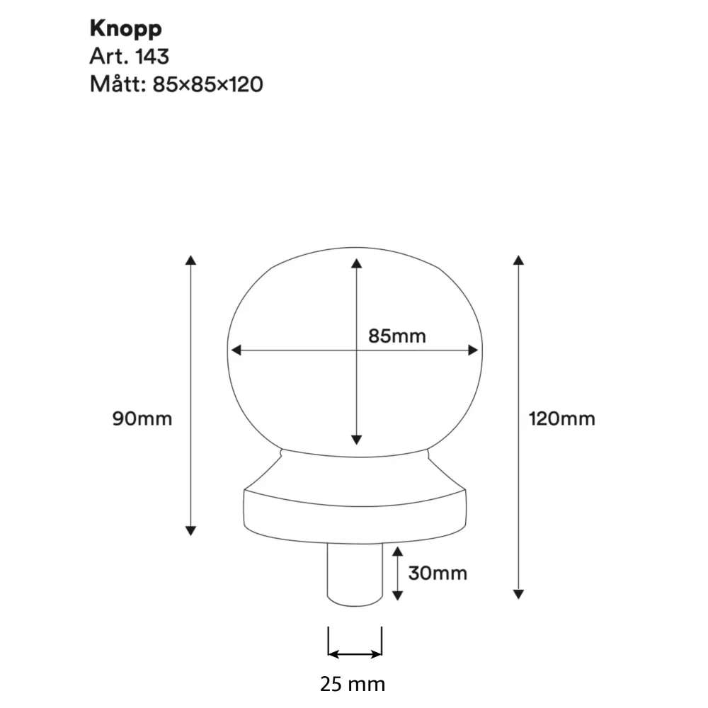 Knopp i trä till staketstolpe - svarvad - 85 x 120 mm - Nr. 34-143