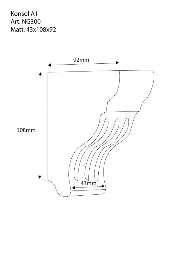 Small decorative wooden shelf bracket. No. 41-NG-300