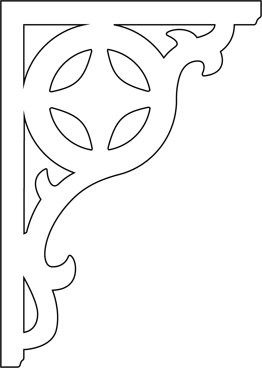Bracket 008A - Outline of a classic corbel & bracket with ornaments for porch, portico and veranda.