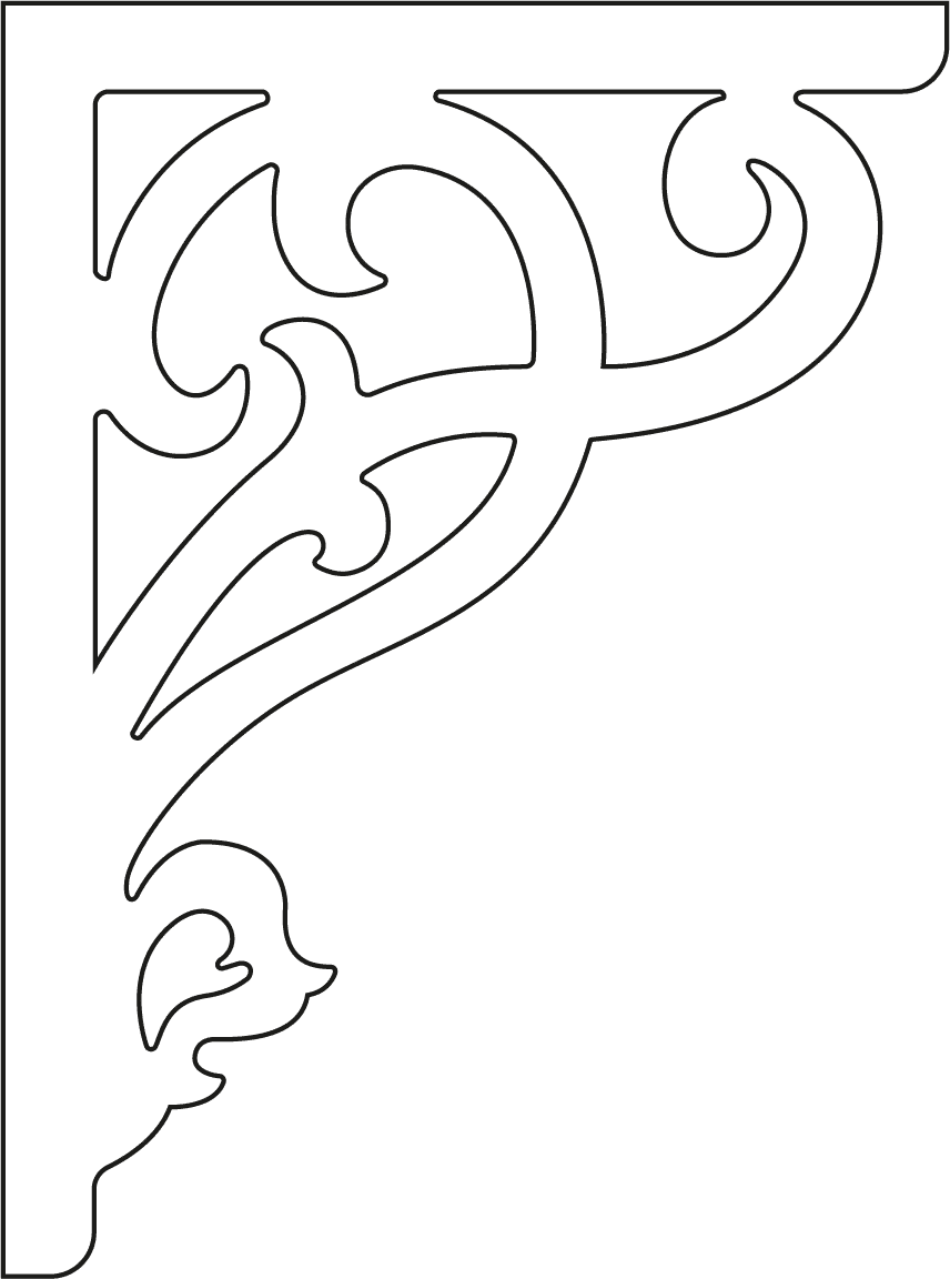 Ritning av träkonsol 009 - dekorativ konsol i trä till farstukvist & veranda