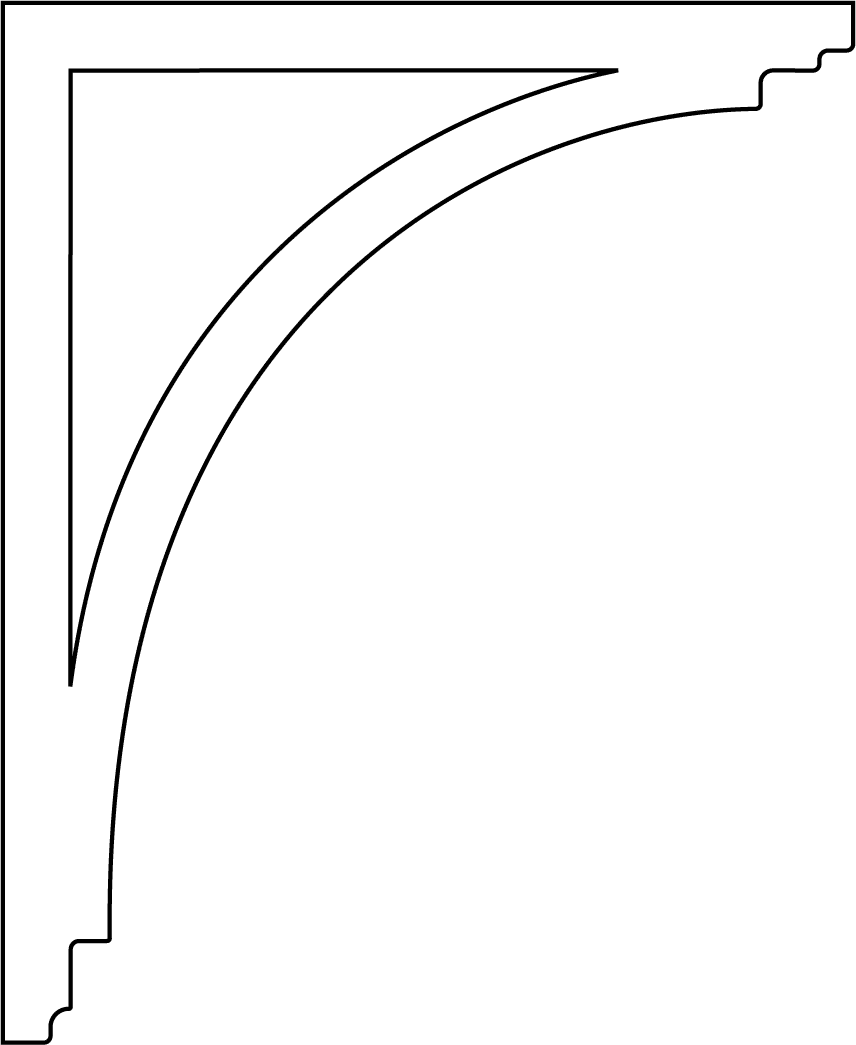 Bracket - Outline of a classic corbel & bracket 014 with ornaments for porch, portico and veranda.