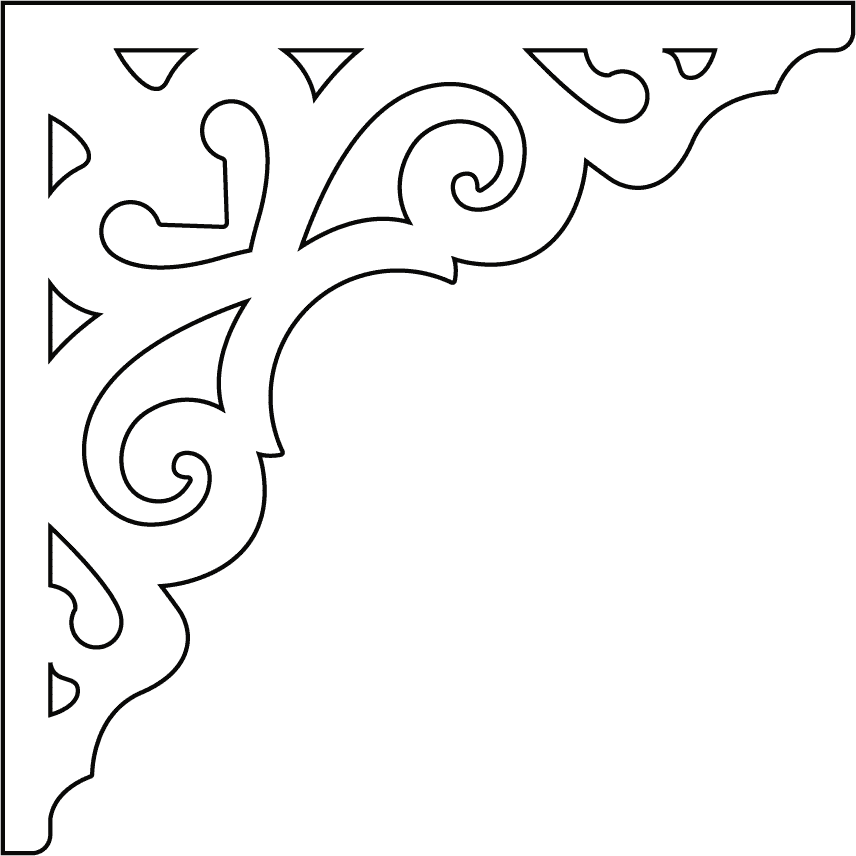 Ritning av träkonsol 027 - Konturer av en dekorativ konsol i till farstukvist & veranda