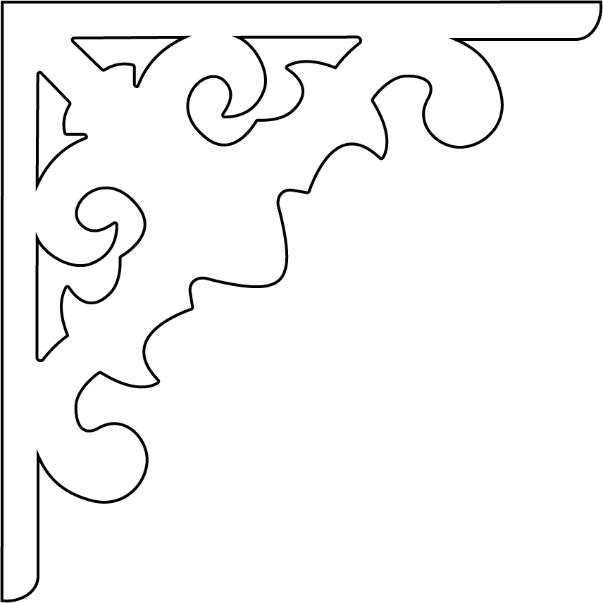 Bracket 090 - Outline of a classic Victorian corbel & bracket with ornaments for porch, portico and veranda.