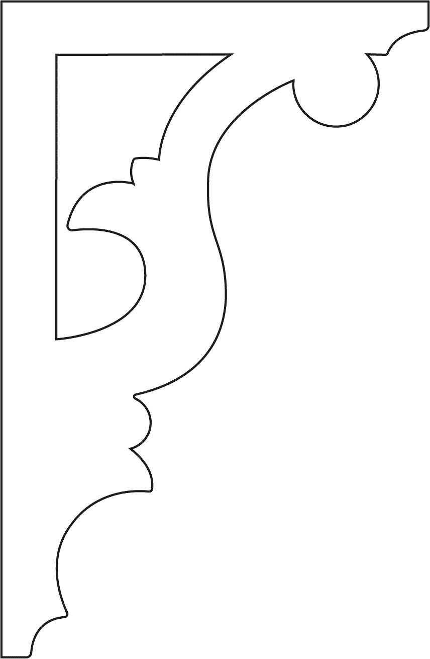 Bracket 097 - Outline of a classic Victorian corbel & bracket with ornaments for porch, portico and veranda.