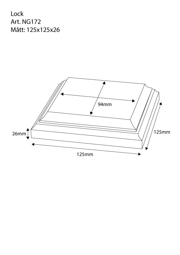 Stolphatt - Stolplock i trä - 125 x 125 mm - Nr. 34-NG-172 | Gaveldekor