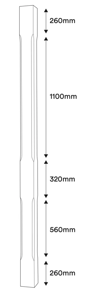 Halvstolpe/Halvpelare 2500 x 130 x 65 mm - Fasfräst - Nr. 30-NG-124H