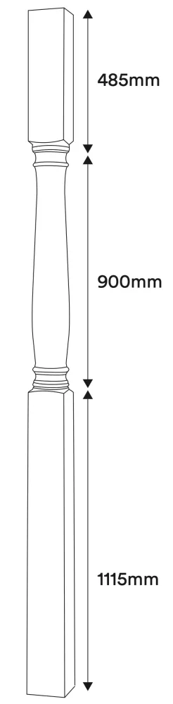 Halvstolpe/Halvpelare 2500 x 130 x 65 mm - Svarvad - Nr. 30-NG-127H