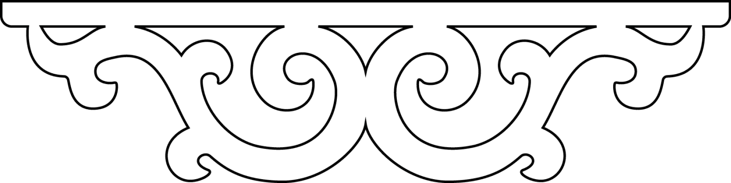 Middle bracket 001 - Outline of classic wooden corbel & bracket buddy with ornaments for porch and veranda.