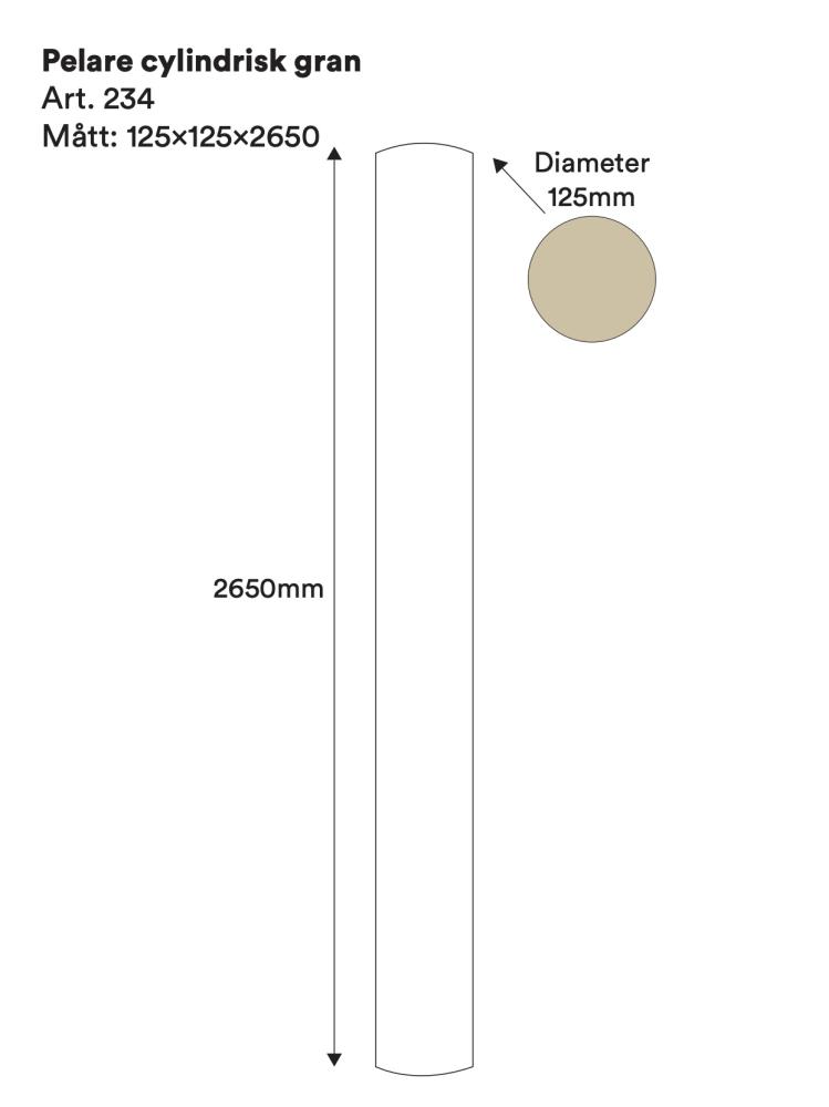 Stolpe/Pelare - Cylindrisk - 2650 x 125 mm - Nr. 30-NG-234
