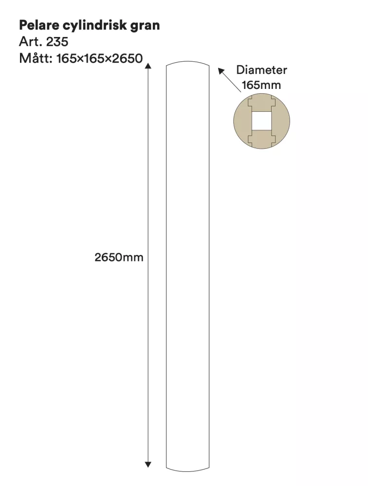 Stolpe/Pelare - Cylindrisk - 2650 x 165 mm - Nr. 30-NG-235