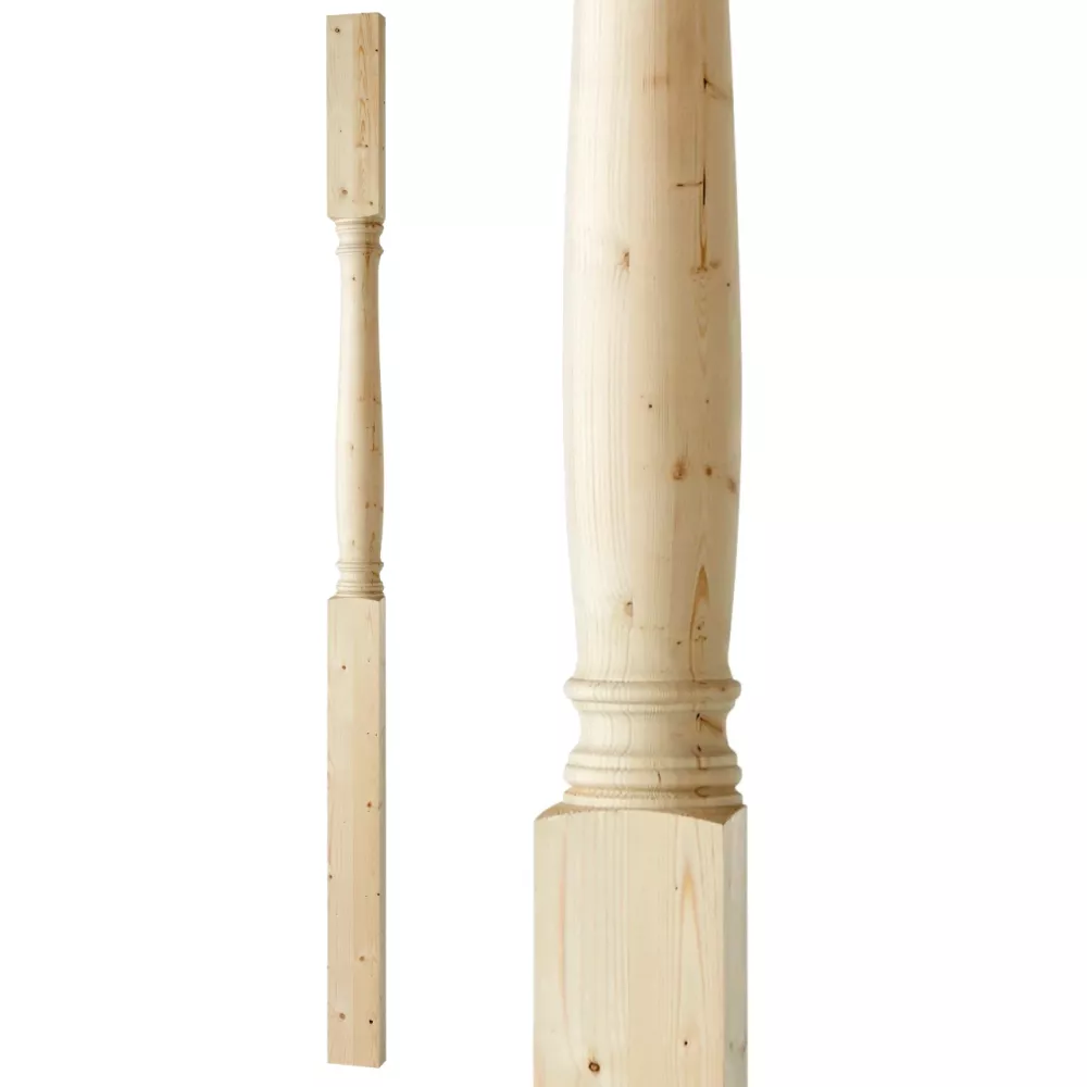 Halvstolpe/Halvpelare 2500 x 130 x 65 mm - Svarvad - Nr. 30-NG-127H