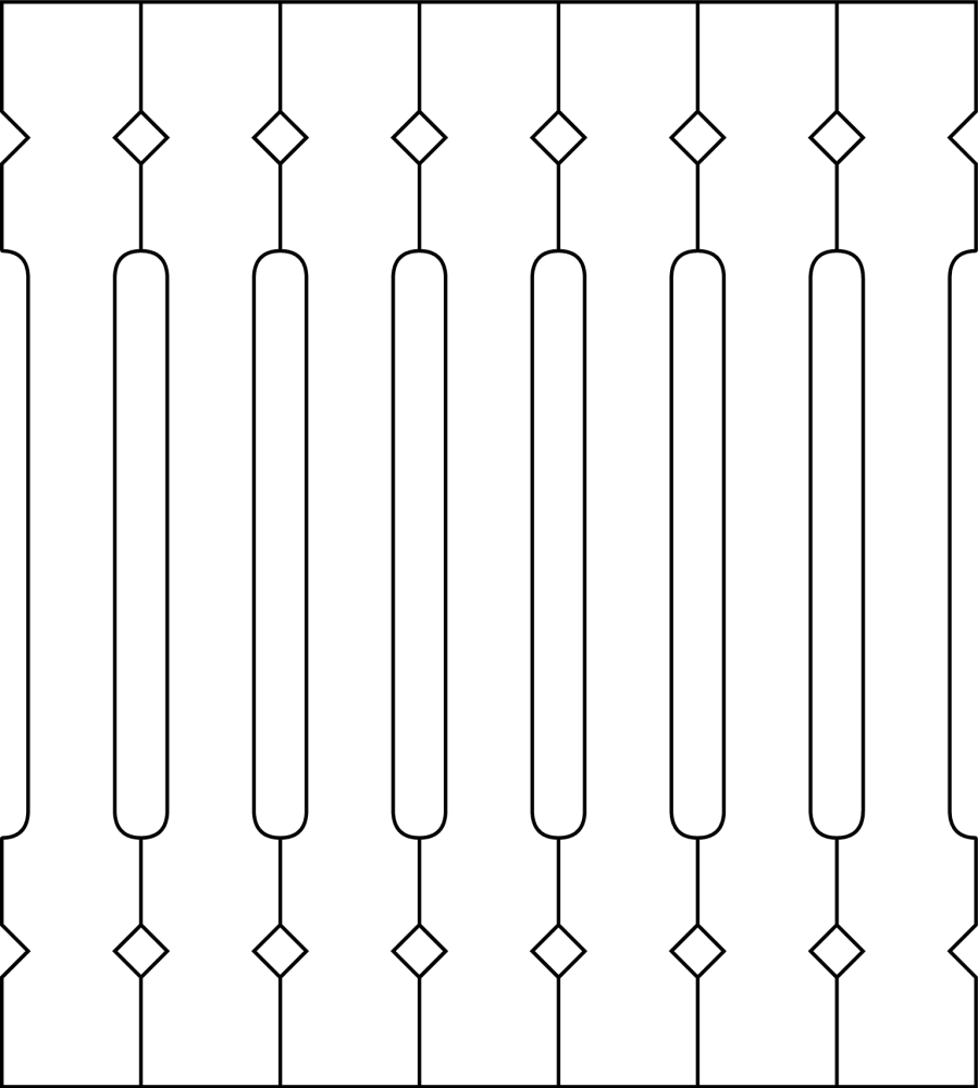 Baluster 005 - The drawing shows 7 Decorative victorian sawn balusters & pickets together
