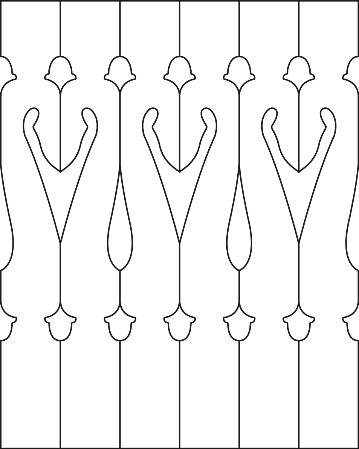 Baluster 006 - The drawing shows 6 Decorative victorian sawn balusters & pickets together