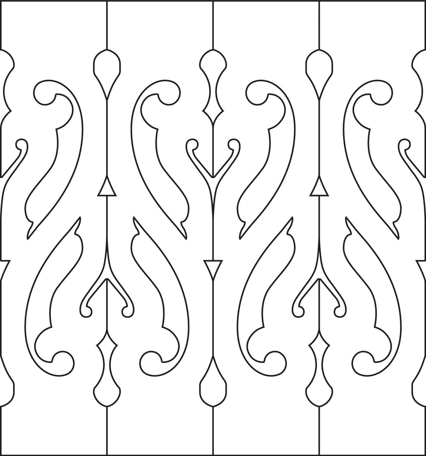 Baluster 012 - The drawing shows 4 Decorative victorian sawn balusters & pickets together