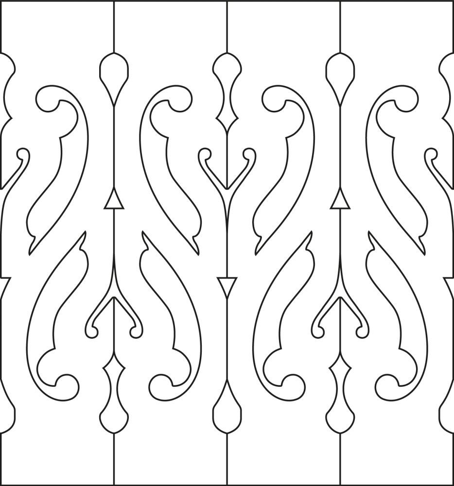 Ziergeländer 012 und Zierzäune im schwedischen Stil. Das Bild zeigt 4 Teile zusammen.