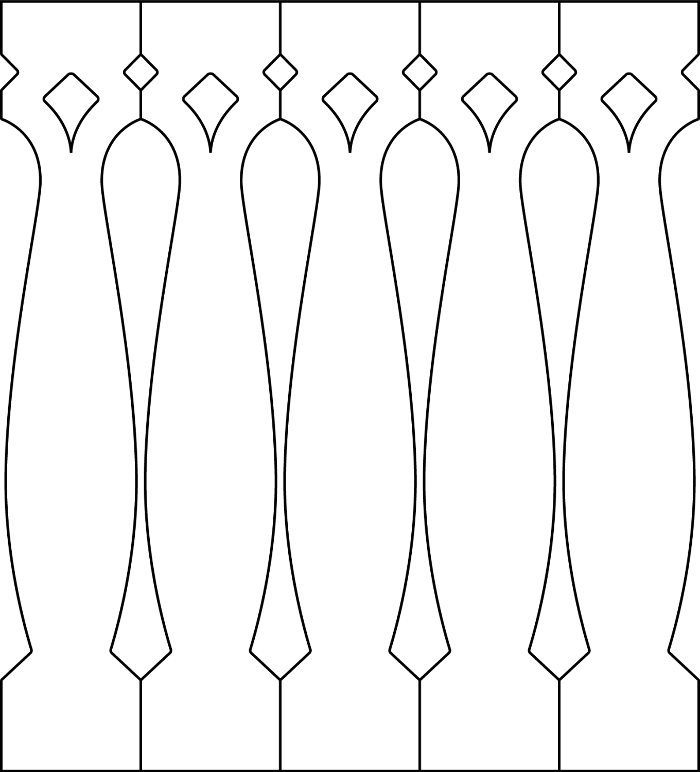 Baluster 013 - The drawing shows 5 Decorative victorian sawn balusters & pickets together