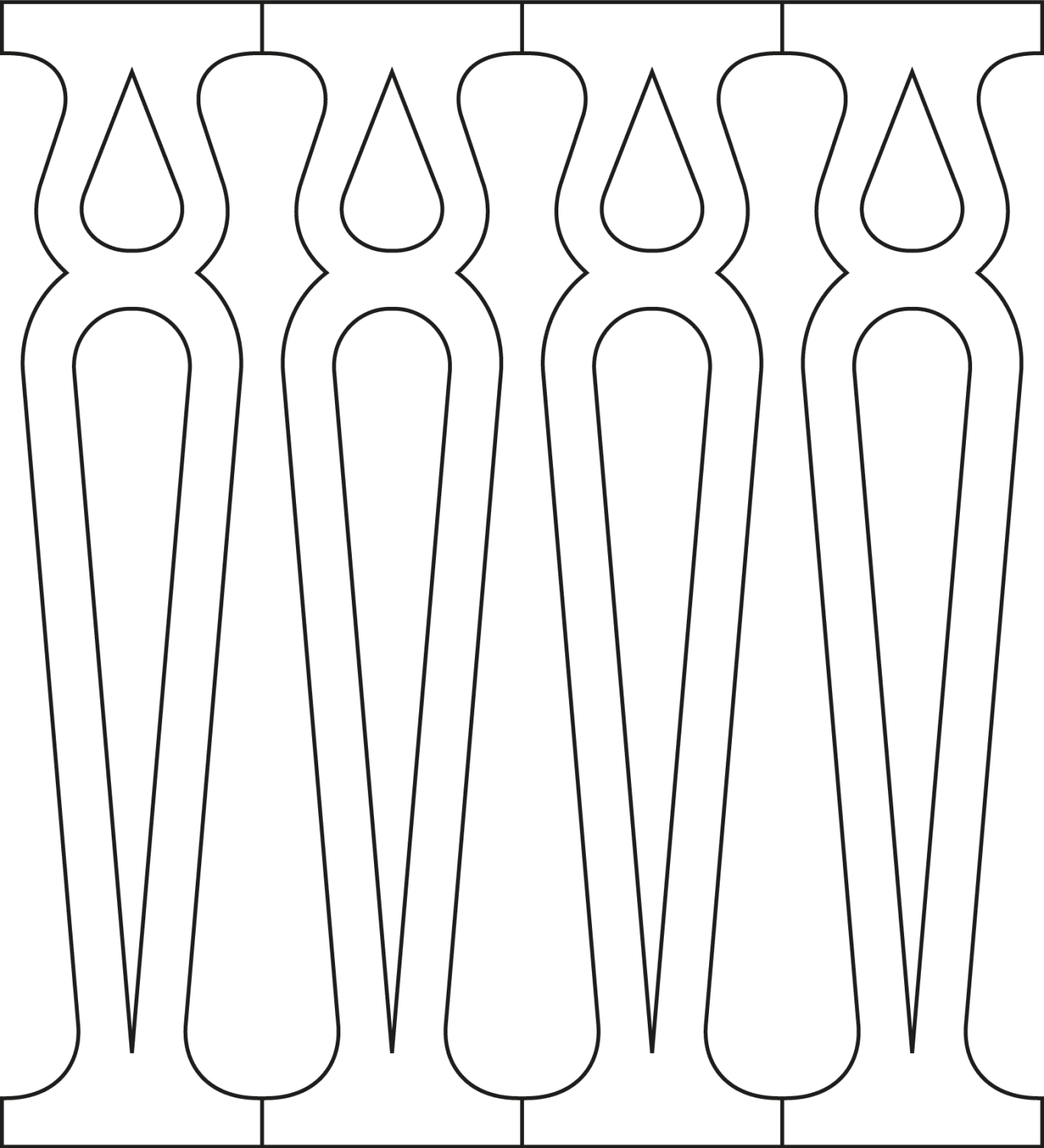 Baluster 001 - The drawing shows 4 Decorative victorian sawn balusters & pickets together