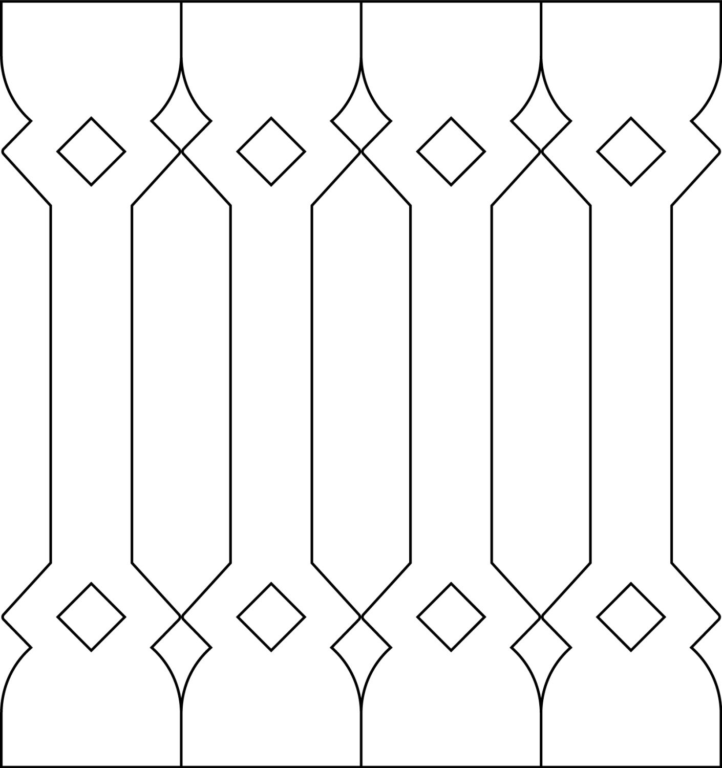 Baluster 015 - The drawing shows 4 Decorative victorian sawn balusters & pickets together