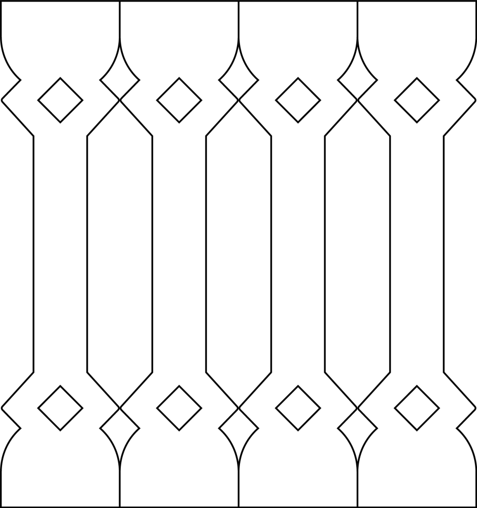 Ziergeländer 015 und Zierzäune im schwedischen Stil. Das Bild zeigt 4 Teile zusammen.