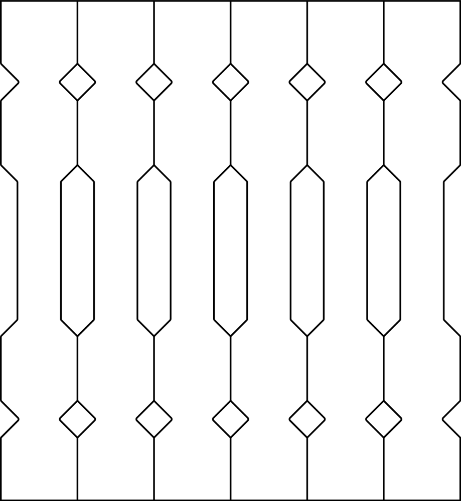Ziergeländer 019A und Zierzäune im schwedischen Stil. Das Bild zeigt 6 Teile zusammen.