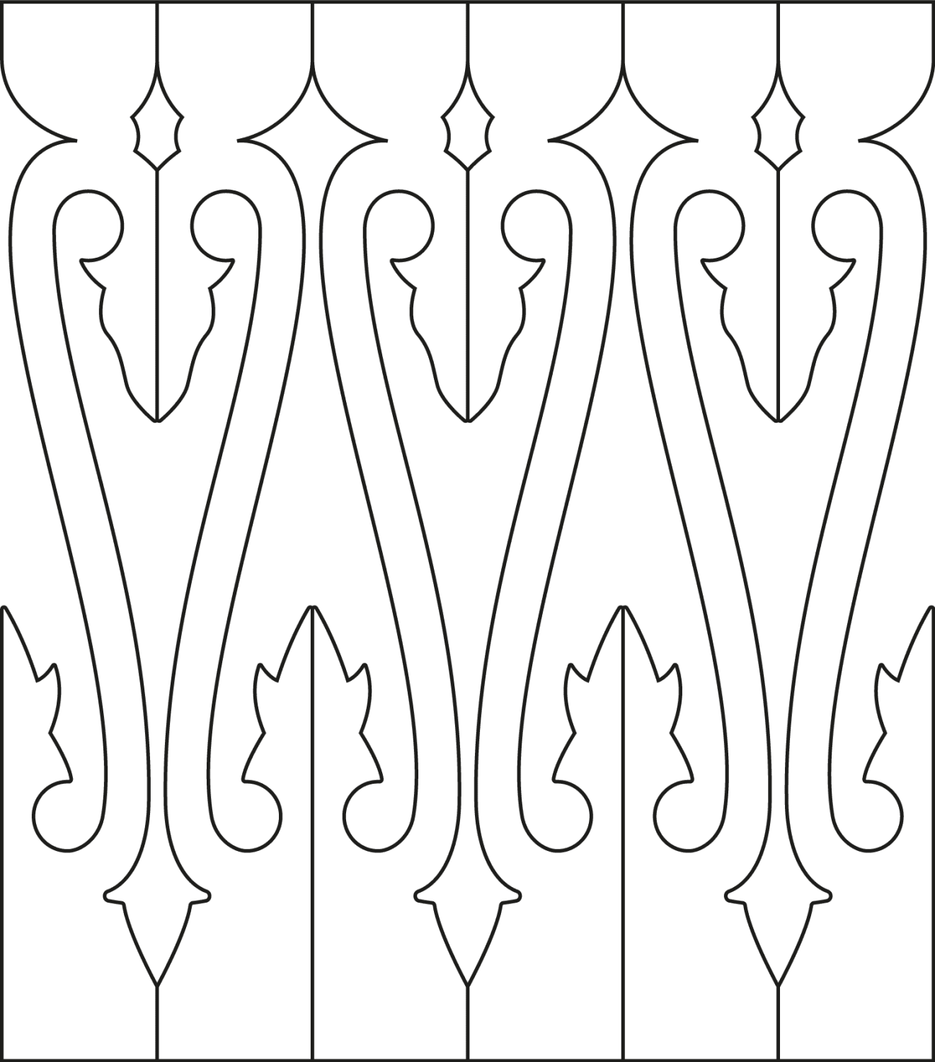 Baluster 020 - The drawing shows 6 Decorative victorian sawn balusters & pickets together