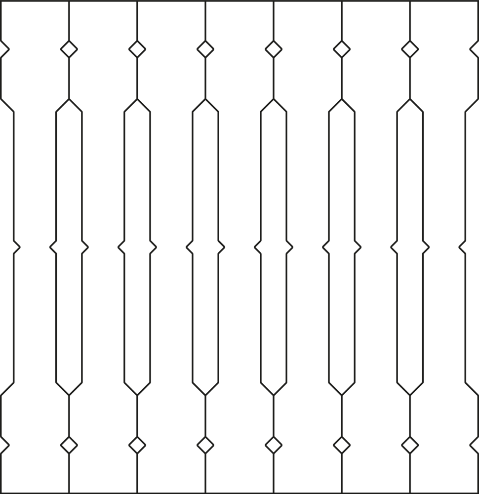 Baluster 022 - The drawing shows 7 Decorative victorian sawn balusters & pickets together