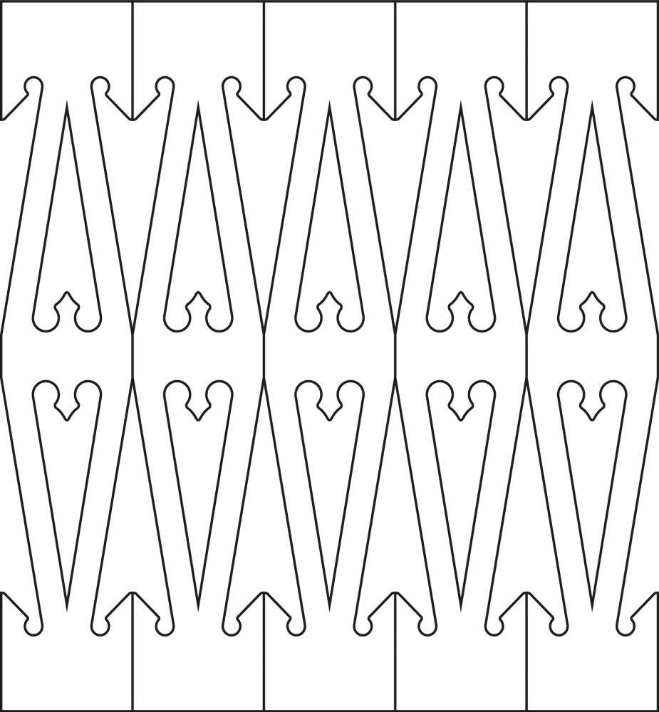 Ziergeländer 027 und Zierzäune im schwedischen Stil. Das Bild zeigt 5 Teile zusammen.