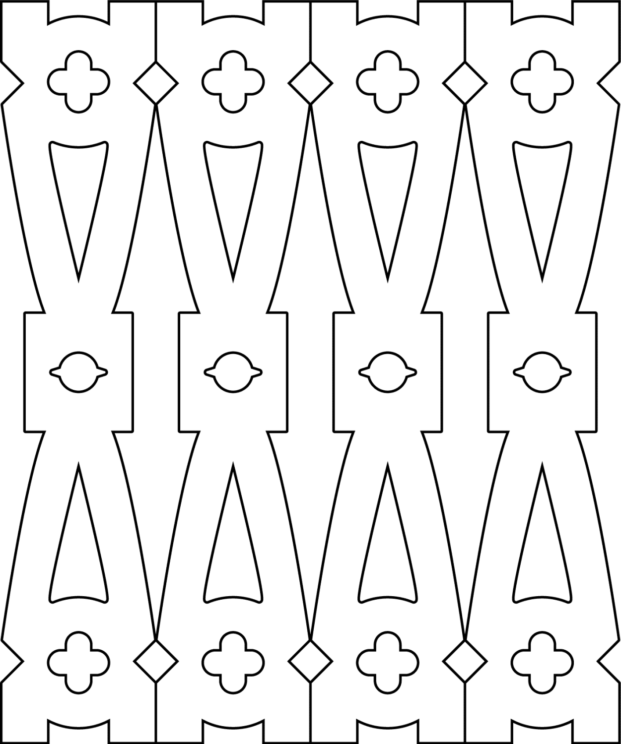 Baluster 047 - The drawing shows 4 Decorative victorian sawn balusters & pickets together