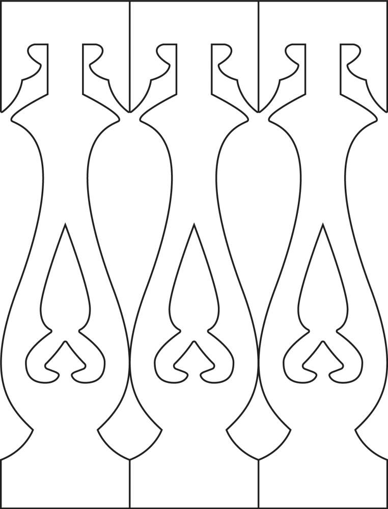 Ziergeländer 050 und Zierzäune im schwedischen Stil. Das Bild zeigt 3 Teile zusammen.