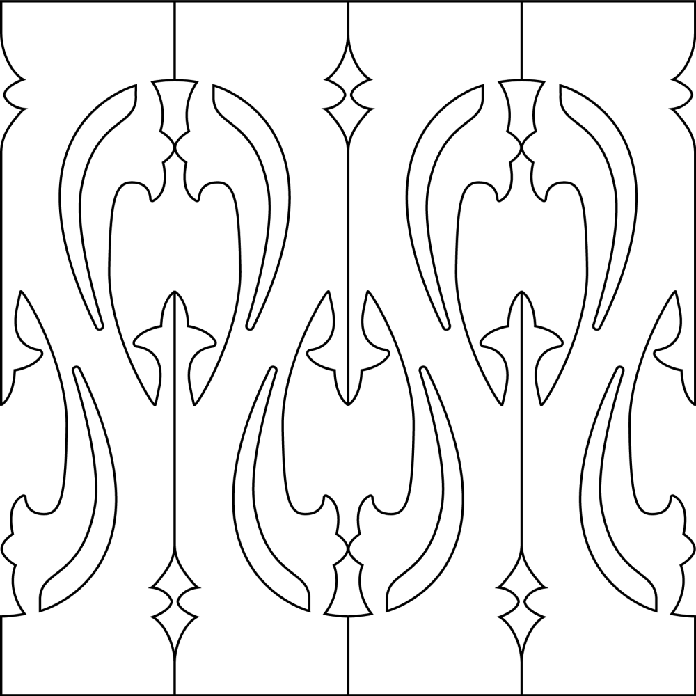 Ziergeländer 052 und Zierzäune im schwedischen Stil. Das Bild zeigt 4 Teile zusammen.