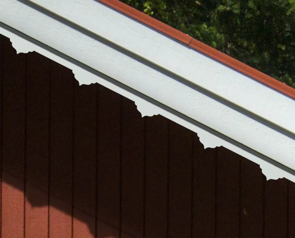 A red house with victorian decoration & running trim 013 for eaves & bargeboards from Swedish Gaveldekor